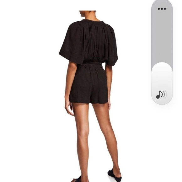 Vince Black Short Sleeve Poet Blouse with Tassle Ties - Picture 2 of 8